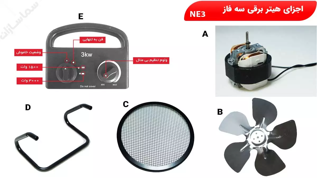 اجزای جت هیتر برقی تک فاز البرز NE-3