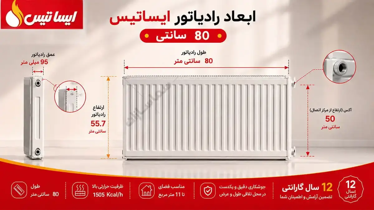 ابعاد رادیاتور 80 سانتی ایساتیس