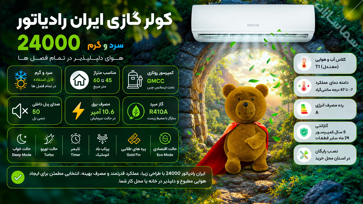 کولر گازی ایران رادیاتور 24000