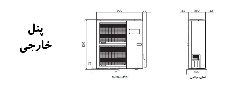 ابعاد یونیت خارجی کولر اجنرال مدل ASGA36FETA-P