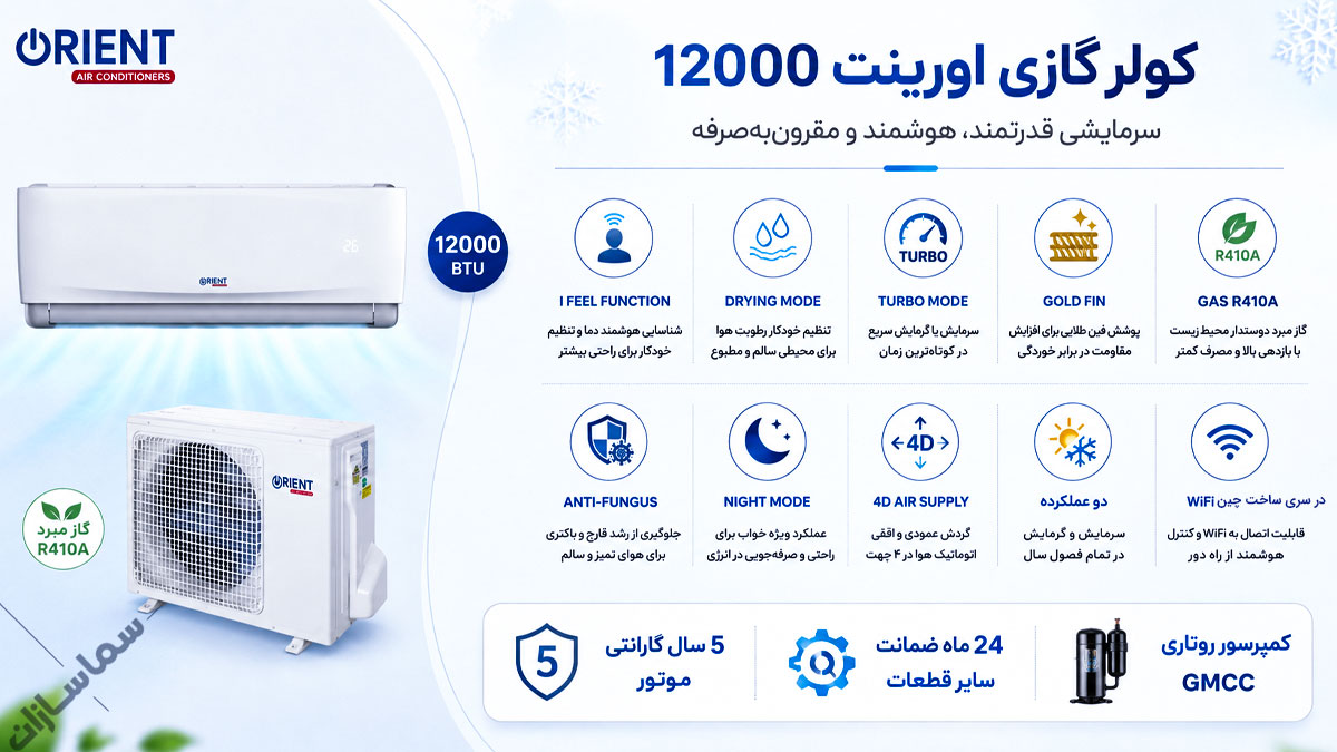 قیمت کولر گازی اورینت ۱۲۰۰۰